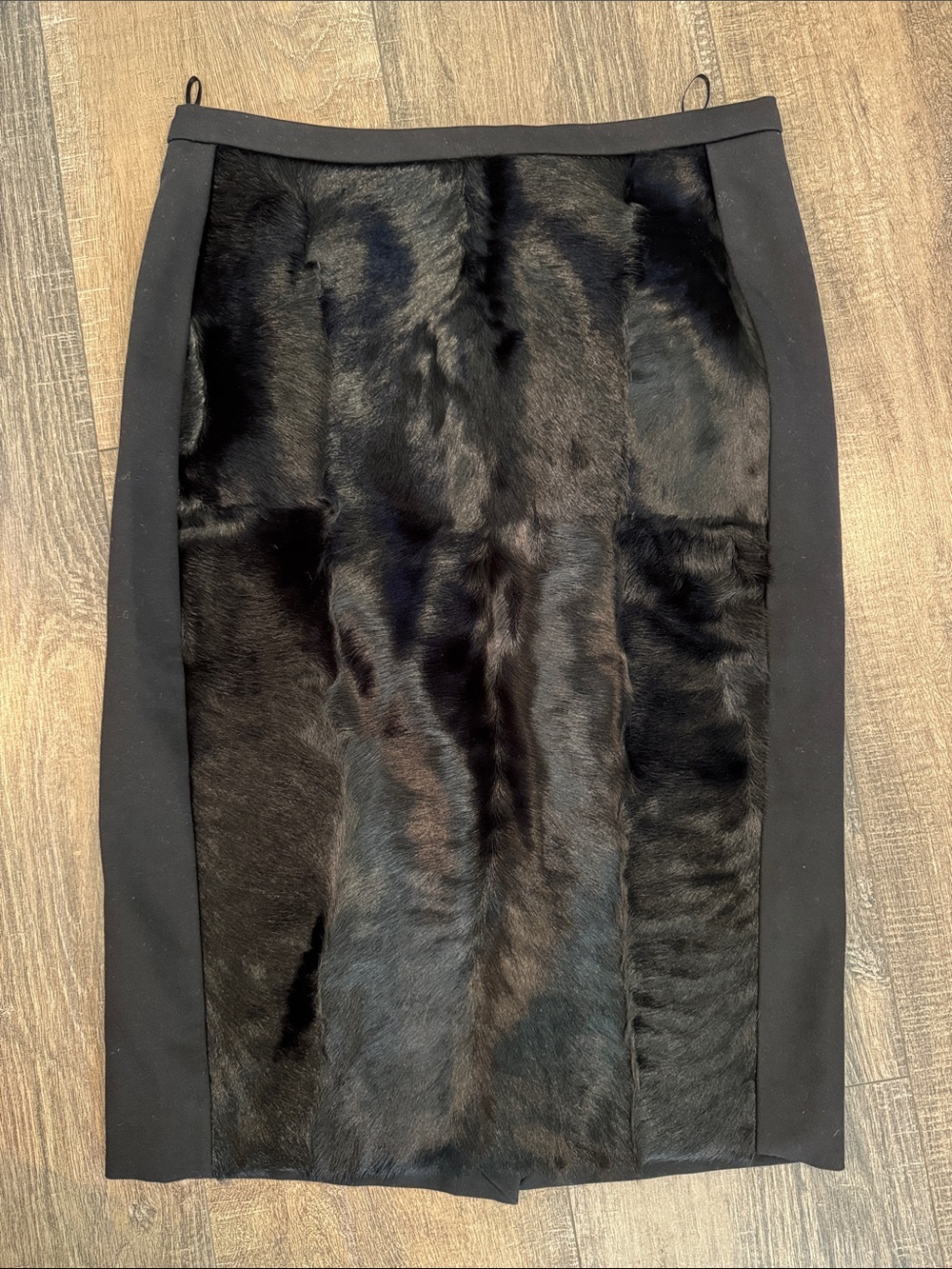 MaxMara Black Faux Fur-Front Pencil Skirt | Size 40